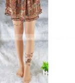 Meia-Calça Transparente com Estampa de Tatuagem Floral