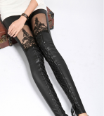 Black Faux Leather Lace Legging