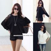 Lace Insert Batwing Sleeve