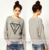 Princess fashion brief deer print pullover sweatshirt