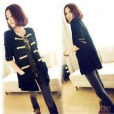 GOLD BUCKLE AND BADGES WOOL CARDIGAN LONG-SLEEVED