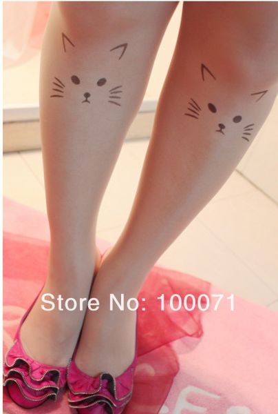 Cat Pattern Tattoo Transparent Pantyhose