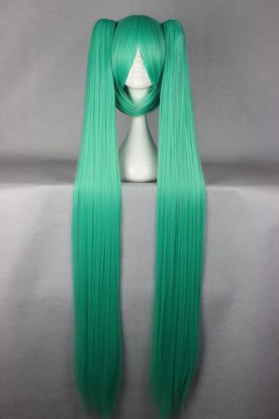 Peruca longa de 120 CM Hatsune Miku.  ( 2 ponytails