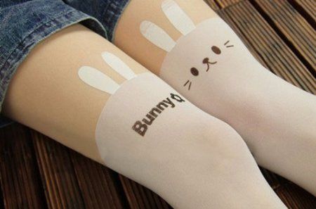 Bunny Tattoo Pantyhose White