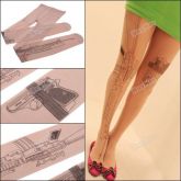 Sexy Machine Gun Tattoo Transparent Pantyhose