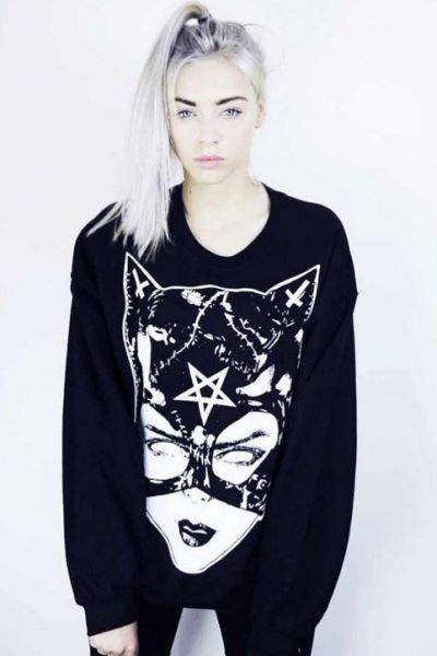 Harajuku Sweatshirt Mulher Gato