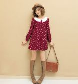 Laciness Peter Pan Collar Dot Chiffon