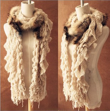 Real raccoon fur winter fur scarves wool