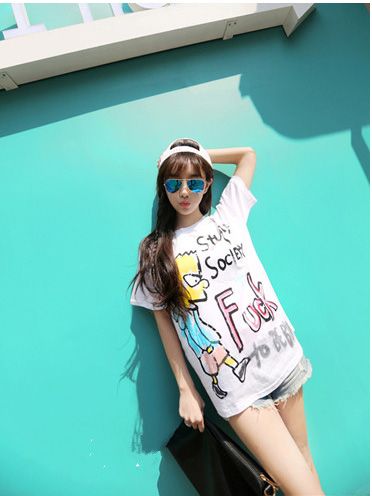 Blusa Harajuku Feminina do Bart com Letras de Graffiti