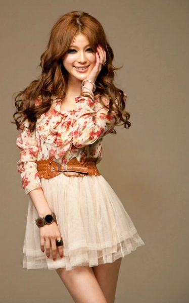 Chiffon dresses Floral Bowtie Tunic Tulle Mini Dress+ BELT