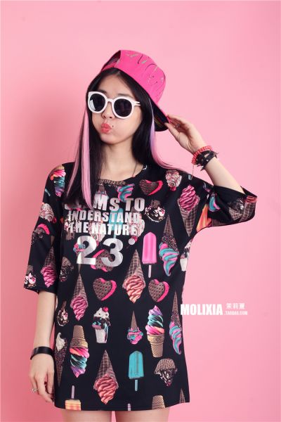 Blusa Harajuku Feminina com Estampa de Sorvete [4 cores]