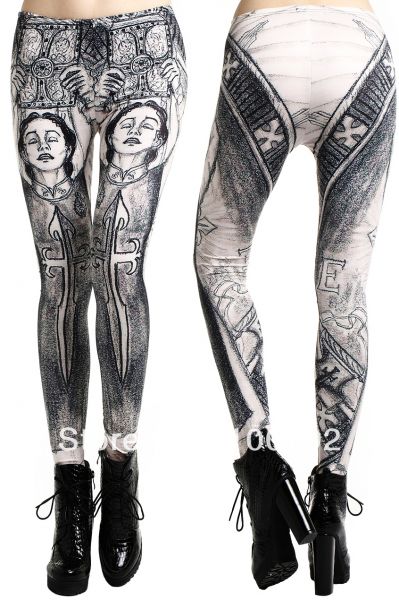 Unique virgin Maria cross print Legging