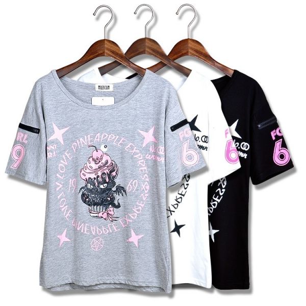 Blusa Harajuku Feminina com Zíper nas Mangas [3 cores]