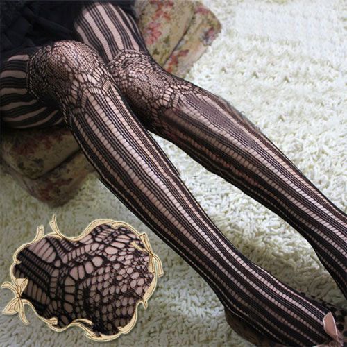 Soft Stripe Tights Fashion Pantyhose Mesh Retro